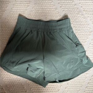 Lululemon Track That High-Rise Lined Short 5” in Grey Eucalyptus